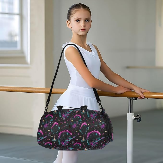 Cool Digital Hedgehog Girl's Gym Duffel Bag with Shoes Compartment Lightweight Personal Item Travel Bag for Travel, Swimming, Dance, Ballet bolsa para hombre