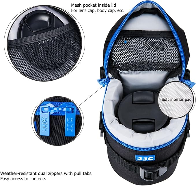 Deluxe Lens Case Bag for Canon RF 45mm F1.2 STM,EF 35mm F2 28-200mm,EF-S 17-55mm 17-85mm,Fuji XF 55-200mm 56mm,Nikon AF-S 18-200mm 18-300mm 18-105mm 16-85mm 55-200mm ED,Tamron AF 18-270mm 16-300mm