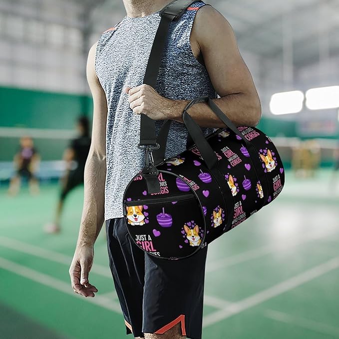 Lightweight Travel Sports Carry On Bag Just A Girl Who Loves Corgis Basketball Football Weekender Bag Sport Gym Fitness Tote