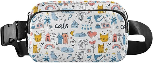 Cute Cat Fanny Pack for Women Men Water Resistant Fashion Waist Packs with Adjustable Strap Belt Bag for Travel Workout Jogging Hiking 21220175