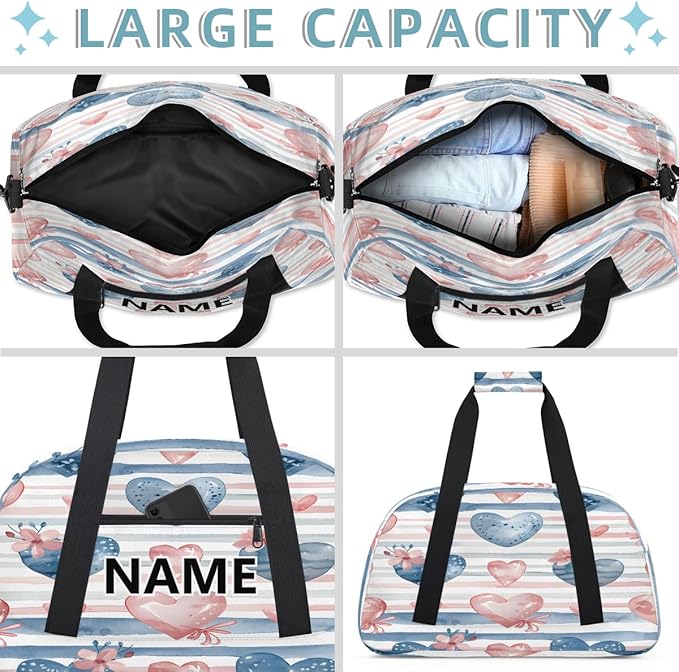 Valentine's Day Mini Gym Bag 18 inch for Women Men Waterproof Custom Hearts Romantic Theme Travel Duffel Bag Carry On Overnight Tote Nurse Bag for Work Fitness Hiking