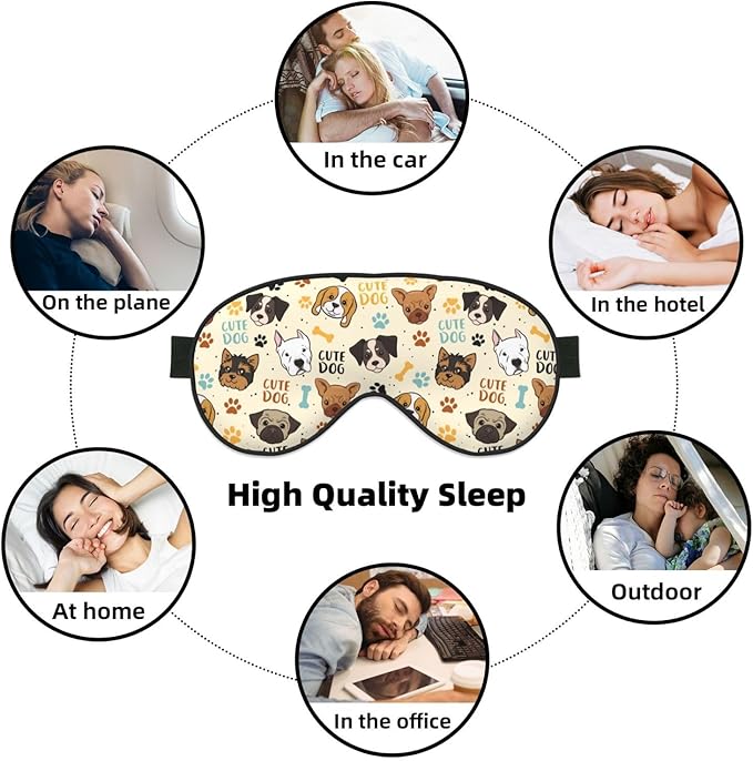 Cute Dog Sleep Mask Breathable Soft Eye Mask for Sleep for Women Men Lightweight Eye Cover for Travel, Night Work, Nap, Office