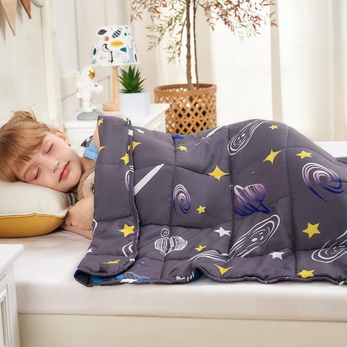 yescool Star Weighted Blanket 10 Pounds Twin Cooling Weighted Blanket, Galaxy Moon Heavy Blanket for Sleeping, Weighted Throw Blanket Gifts for 80-110lbs, 48"x72"