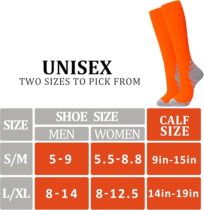 fenglaoda 3 Pairs Compression Socks for Women & Men Knee High Nurse Pregnant Cute Medical Running Travel Athletic