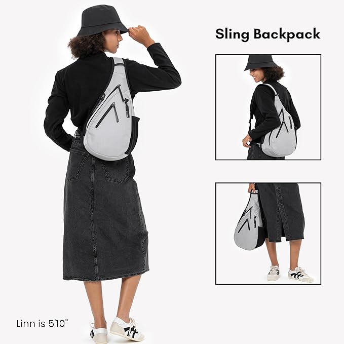 Sherpani Esprit, Anti Theft Sling Bag, Sling Backpack, 10L Travel Bag, Crossbody Backpack, Travel Gift for Women, Fits 10 Inch Tablet (Sterling)