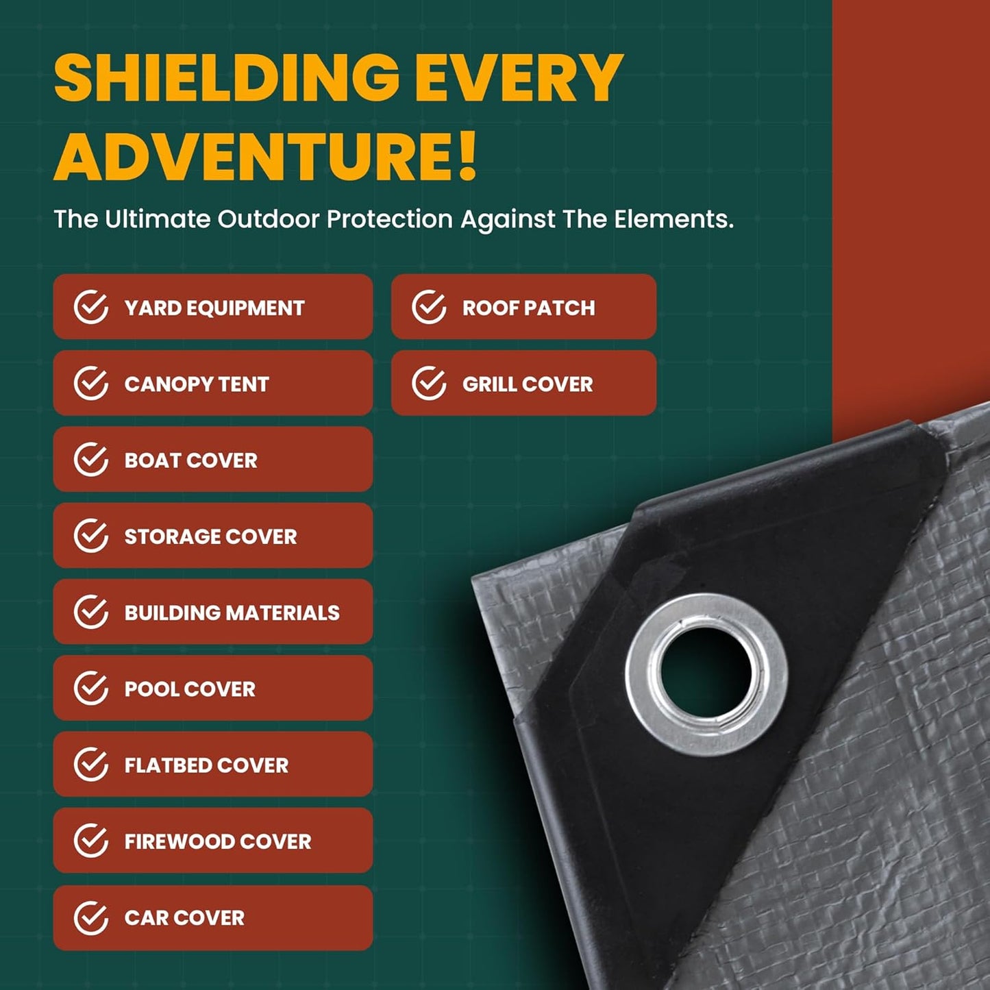 Large Waterproof Tarp - Heavy Duty 20 Mil Thick Poly Tarpaulin Ideal for Canopy Tents, Boats, RV or Pool Covers - Multipurpose Protective Tarps with Grommets for Indoor, Outdoor Use | 12' x 20' 2 Pack