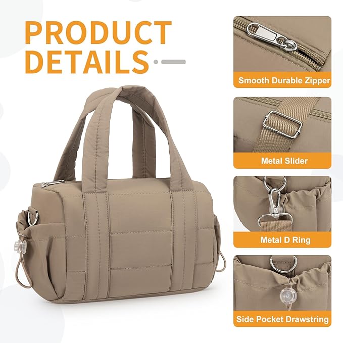 8L Mini Gym Bag for Women, Small Size Sport Duffel Bag for Yoga Dance Swimming, Water-Resistant Compact Workout Bag with Adjustable Strap, Brown