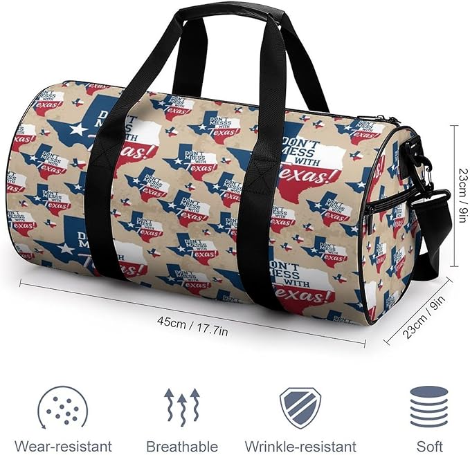 Travel Sports Lightweight Carry On Bag Dont Mess with Texas Vintage Retro Flag Weekender Overnight Bag Dance Sports Gymnastics Bags for Men Women