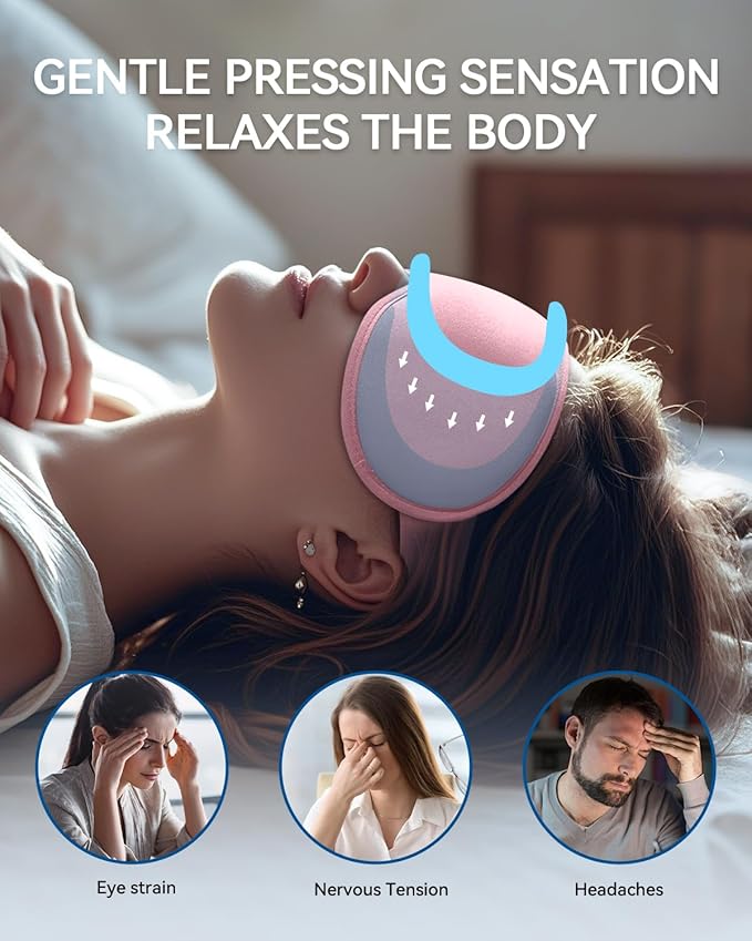 Weighted Eye Mask 2 Pack - 3D Contoured Sleep Masks for Women Men, Blackout Sleeping Eye Mask for Travel, Meditation, Airplane, Memory Foam, Adjustable Strap Pink Black