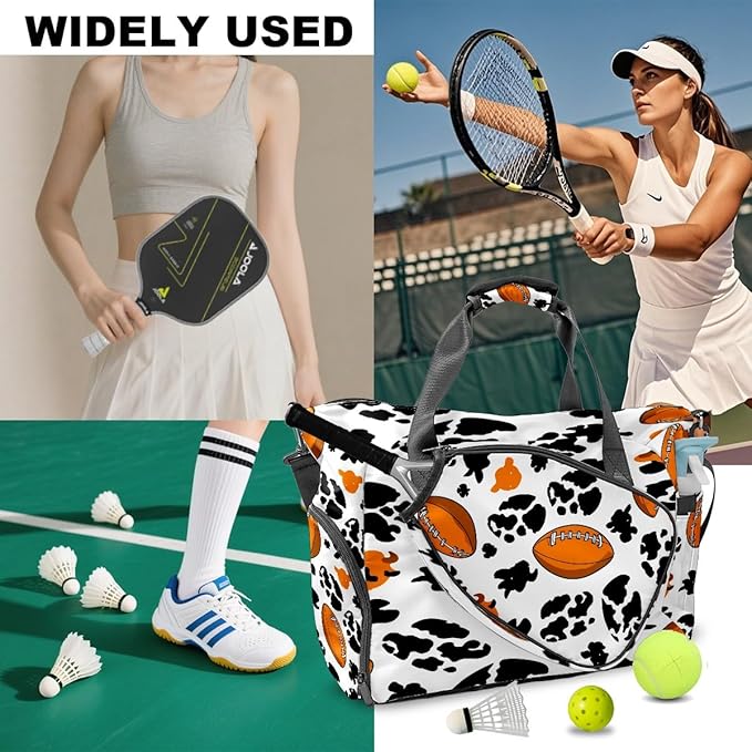 Dynamic Football Black Gym Bag for Women & Tennis Bag, Large Sports Duffel Bag Waterproof with Ventilated Shoe Compartment & Front Racket Sleeve, Lightweight Travel Weekender Overnight Bag