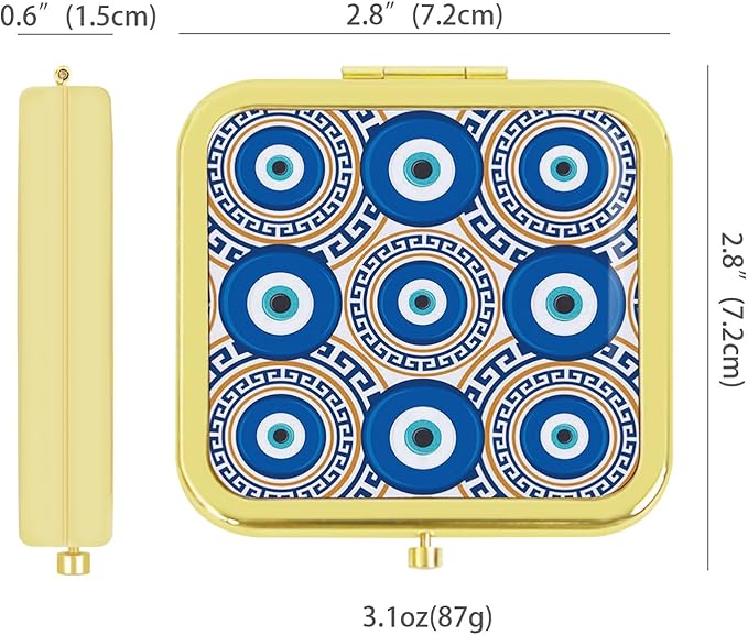 Pocket Mirror, Small Travel Mirror with Magnification, Portable Double-Sided Magnifying Makeup Mirror for Daily Gold Evil Eyes