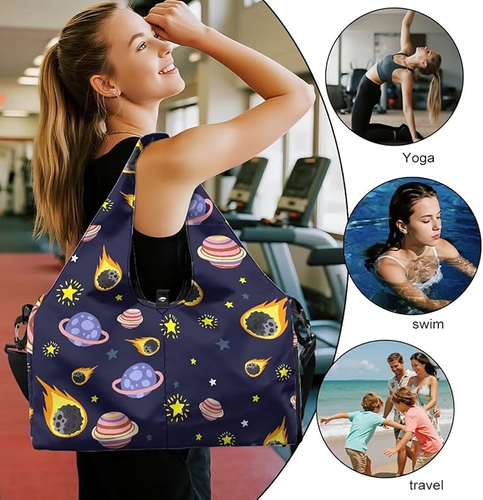 Mens Tote Bag Carrying Workout Gear Makeup Accessories Gym Bags with Yoga Mat Holder, Shoe Compartment, Wet Dry Storage Pockets Backpack for Travel