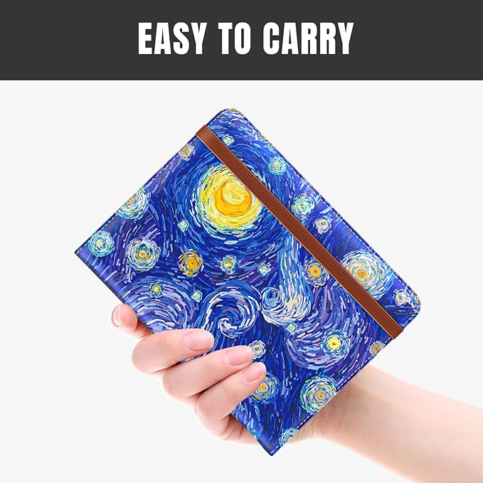 Rimilak Passport Holder, RFID Blocking Passport Cover Wallet Travel Essentials, Leather Travel Air Ticket Documents Organizer Protector for Women and Men, Starry Sky
