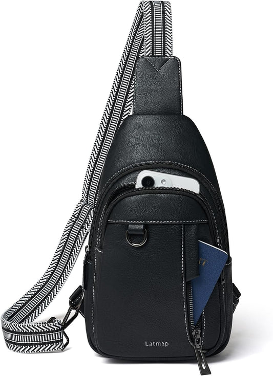 7L Sling Bag for Women Men Leather Small Sling Backpack Daypack Anti Theft Fanny Pack Crossbody Purse Travel