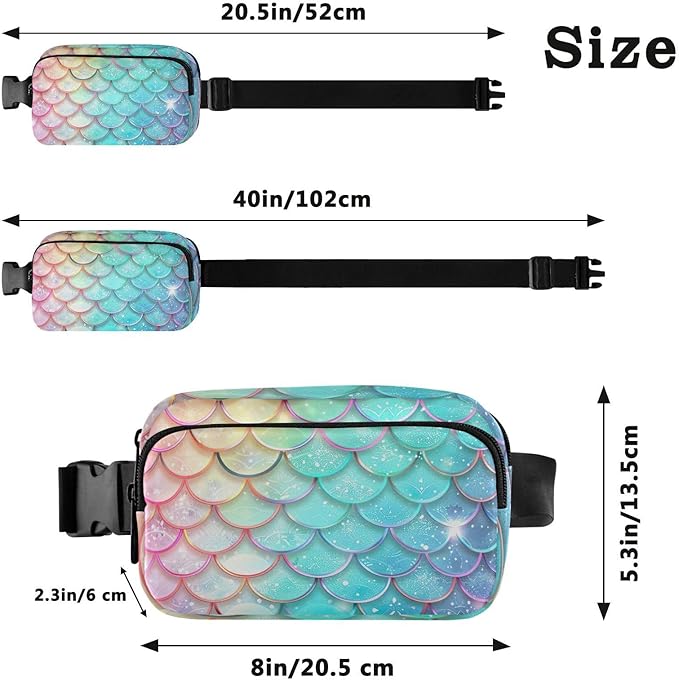 Gradient Mermaid Scales Fanny Pack for Women Men Water Resistant Fashion Waist Packs with Adjustable Strap Belt Bag for Travel Workout Jogging Hiking 21219414