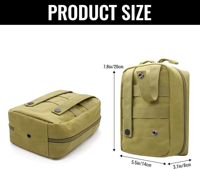 Qavctw Tactical Pouch Utility Organizer Molle Pouches EMT Ifak Medical First Aid Kit Utility Pouch with Two Zippers for Outdoor Tactical Survival Bag