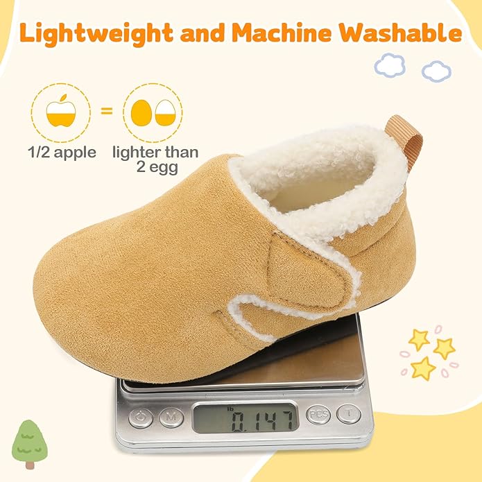 JOINFREE Toddler Slippers Boys Girls Adjustable House Shoes Barefoot Sock Shoes with Rubber Sole Baby Comfort Warm Indoor Outdoor Walking Shoe