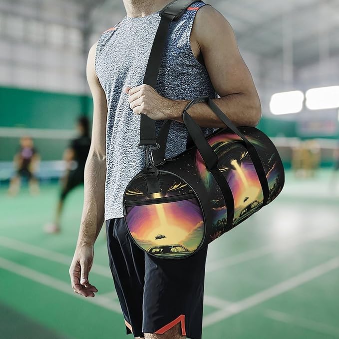Ship Spaceship Travel Duffle Gym Bag with Shoe Compartment Carry Weekender Overnight Bags