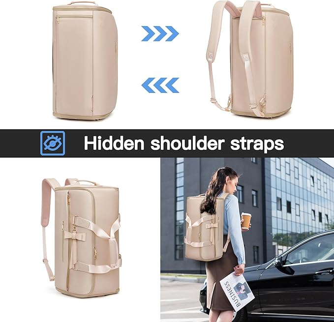 Garment Duffle Bags for Travel,Moulyan Convertible Garment Bag with Shoe Compartment,3 in 1 Waterproof Travel Suit Bag with Shoulder Strap for Women