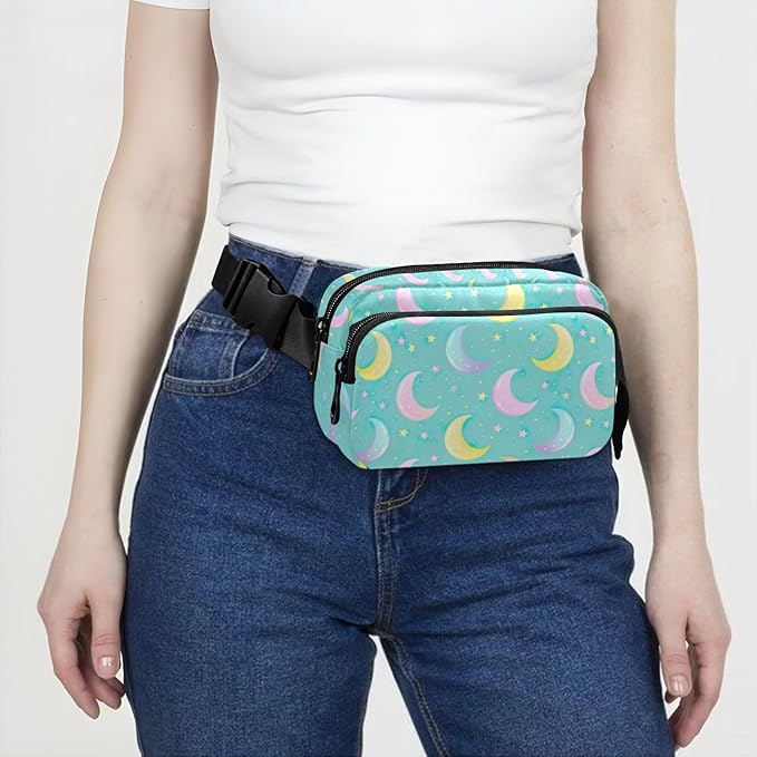 Gradient Moons Star Fanny Pack for Women Men Water Resistant Fashion Waist Packs with Adjustable Strap Belt Bag for Travel Workout Jogging Hiking 21219047