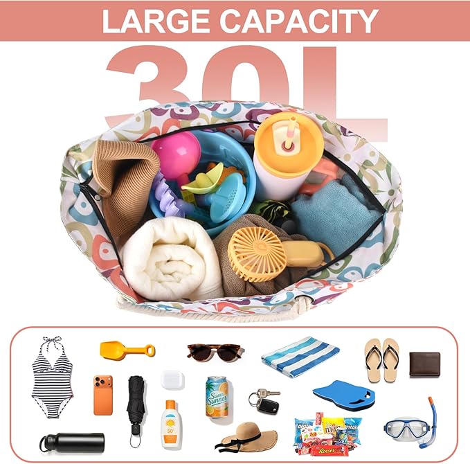 CaCTOUR Large Beach Bag Women,Beach Bags Waterproof Sandproof with Zipper Wet Pocket,Beach Tote Pool Bag for Swim Gym Travel