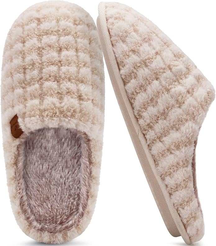 COFACE Mens Cozy Memory Foam Scuff Slippers Casual Slip On Warm House Shoes Indoor/Outdoor Sandal Slippers With Arch Support Rubber Sole Size 7-15
