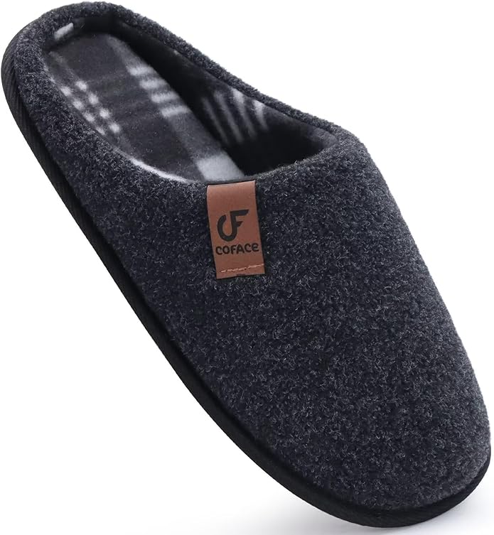 COFACE Unisex Mens Womens Cozy Memory Foam Scuff Slippers Casual Slip On Warm House Shoes Indoor/Outdoor Felt Sandal Slippers Size 4-15