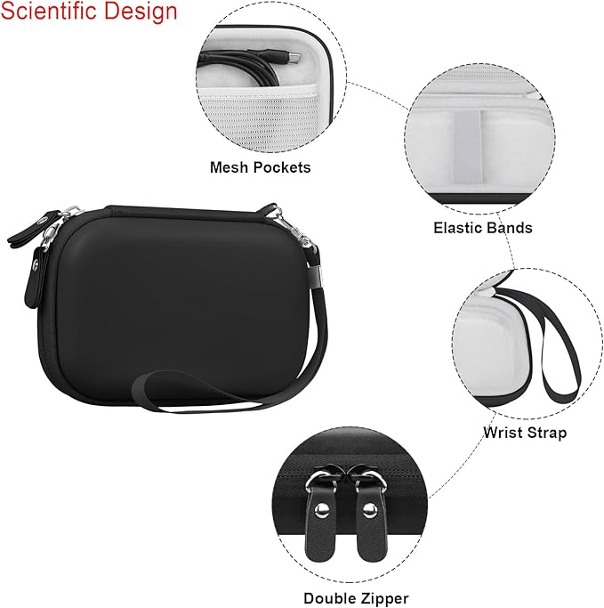 Elonbo Camera Carrying Case for KODAK PIXPRO FZ55 / FZ53 / FZ45 / FZ43 16MP Digital Camera, Vlogging Camera Storage Holder TTravel Bag, Mesh Bag Fits Batteries, Cable, Memory Card, Card Reader,Black