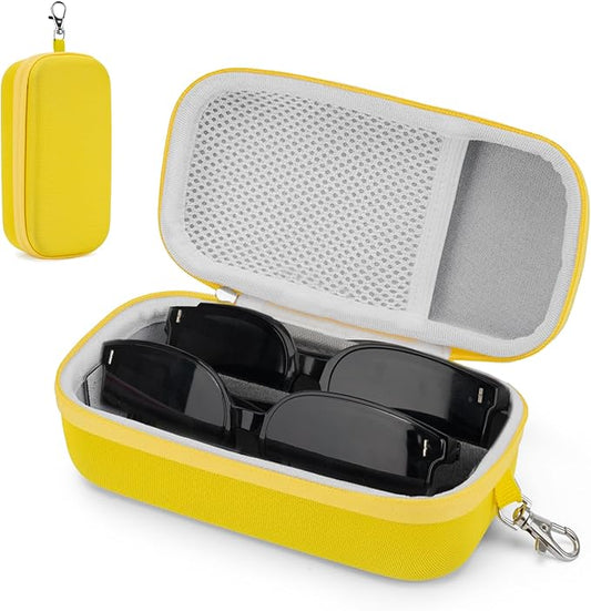 Double Eyeglasses Case,Hard Shell Glasses Case Travel Sunglasses Organizer with Adjustable Slot & Clip for Men Women