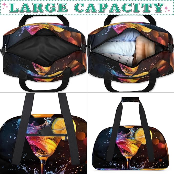 Cocktail Kids-Duffel-Bags Gymnastics Dance Bag Carry-On Overnight Travel Gym Lightweight Dance Sports Bags For Girls Boys Kids，