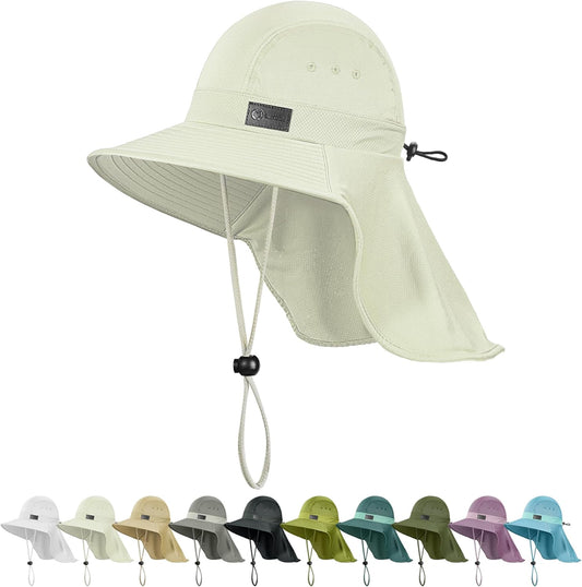 Sukeen Cooling Sun Hat for Men Women UPF50+ Wide Brim Fishing Hat with Neck Flap Adjustable Foldable Bucket Hat for Hiking