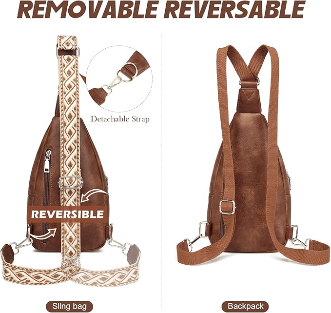 MYHOZEE Small Diaper Bag Crossbody Sling Purse for Women - 2 in 1 Leather Backpack with 2 Straps for Short Trips Work Daily | Mini diaper bag, Instant Wipes pocket, Adjustable Straps, Credit card slot, Moms and dads, Reusable Wipe pouchs