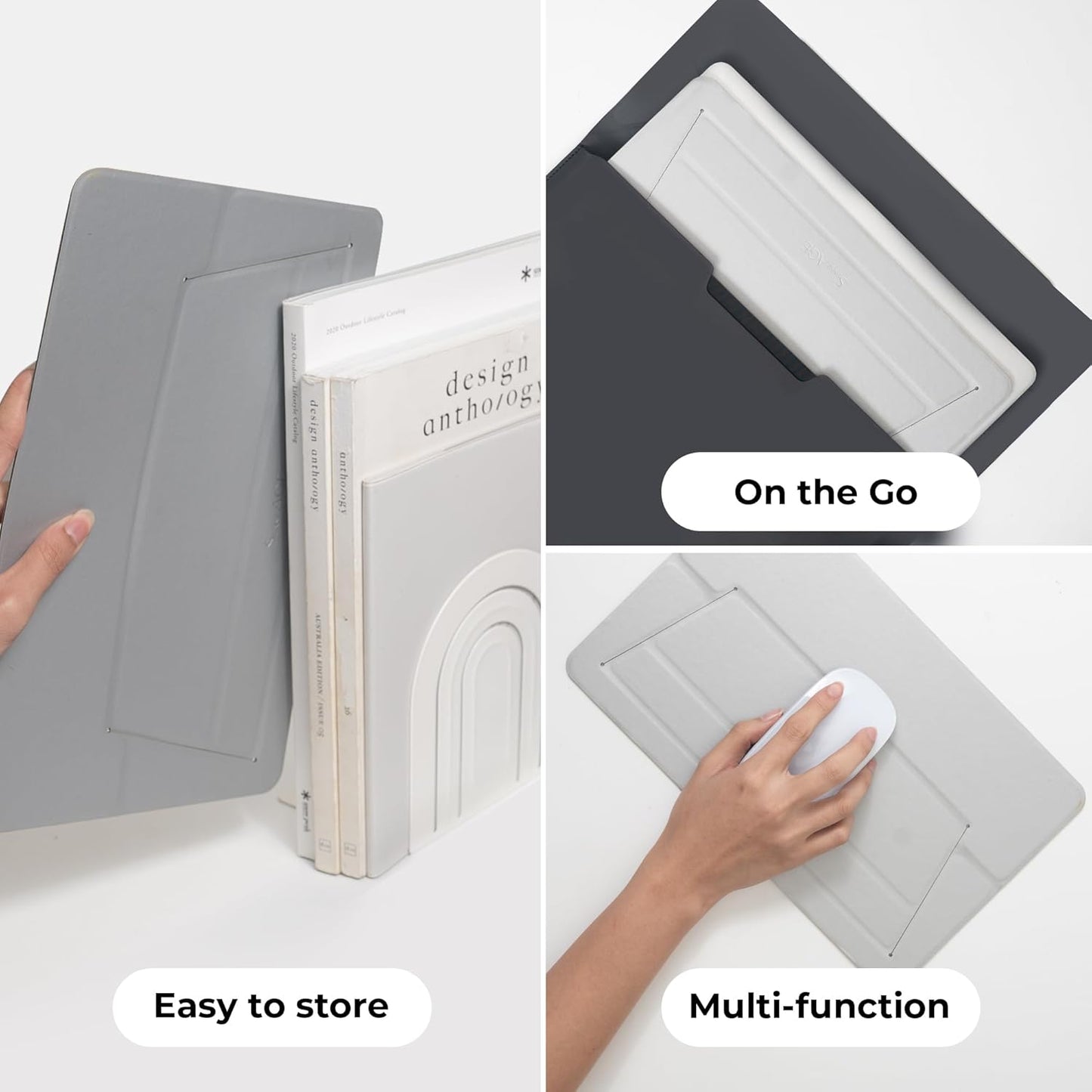 SenseAGE Laptop Stand for Desk, Office, Ergonomic Notebook Stand, Foldable & Portable Travel FlatStand, Lightweight, Anti-Slip, Compatible with MacBook Air, Pro, and Up to 15.4" Laptops (Silver)