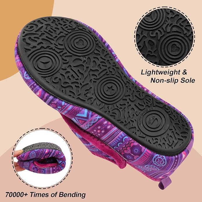 BARERUN Slippers for Women Men Wide House Diabetic Shoes for Women Men Warm Arthritis Edema Swollen Neuropathy Socks Slip on Adjustable Fuzzy Comfy Soft Womens Mens Bedroom Sliipers