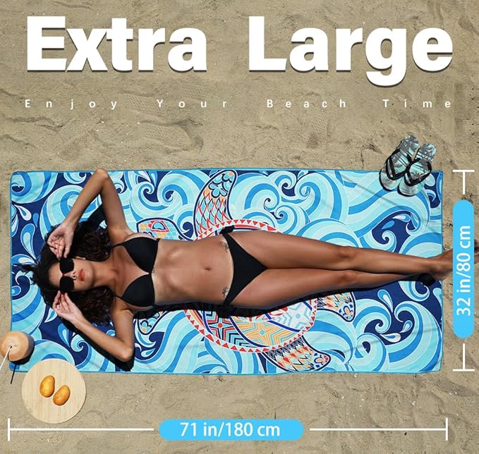 Microfiber Lightweight Thin Beach Towel Sand Free Quick Dry Absorbent Compact Towels for Swimming Pool Camping Beach Accessories Large Easy Pack Travel Things for Vacation Essentials Gift