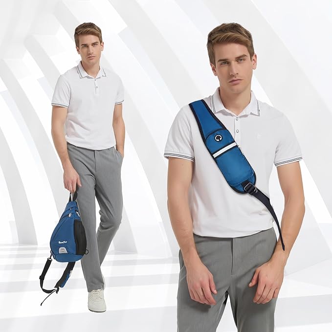 Seektop Crossbody Bag Anti-Theft RFID Blocking Waterproof 400D Nylon Lightweight Small Sling Backpack Shoulder Bags Chest Pack Cross Body Bag for Travel Hiking Outdoor Men Women Blue