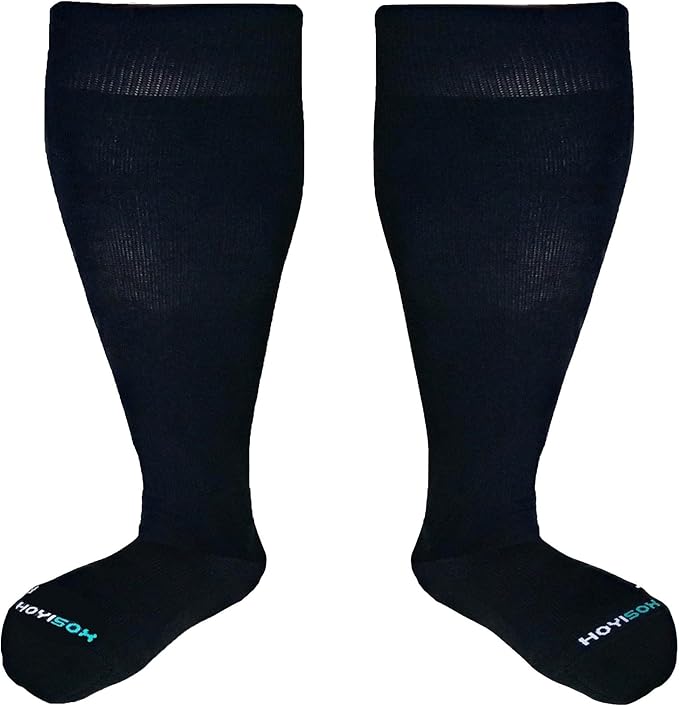 Plus Size Compression Knee High Socks, Wide Calf Extra Large for Men and Women, Comfortable Cotton