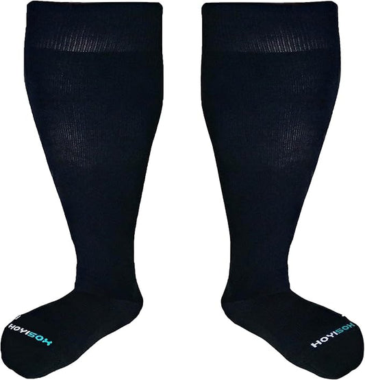 Plus Size Compression Knee High Socks, Wide Calf Extra Large for Men and Women, Comfortable Cotton