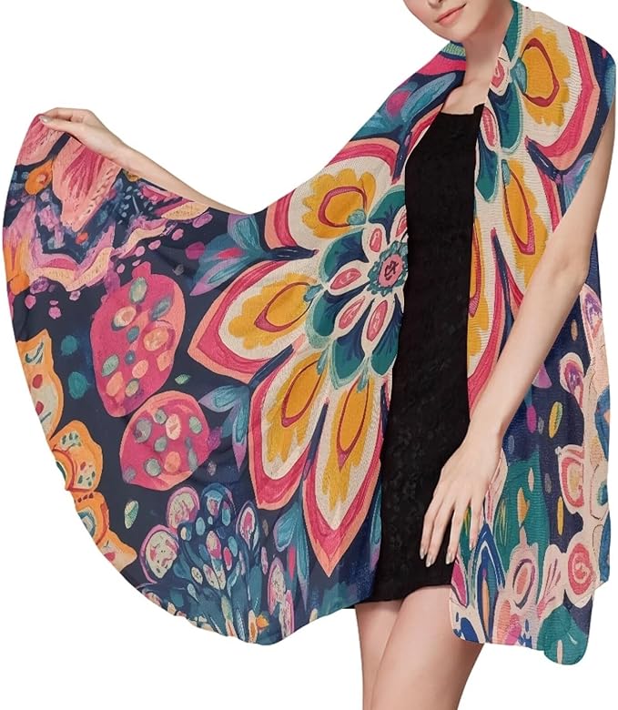 Beach Towel - Microfiber Quick Dry Sand Free Towels, Light Weight, Absorbent for Pool, Travel, Camping Essentials, Oversized Extra Large for Adults 79x56 in, Boho Flower Print Colorful