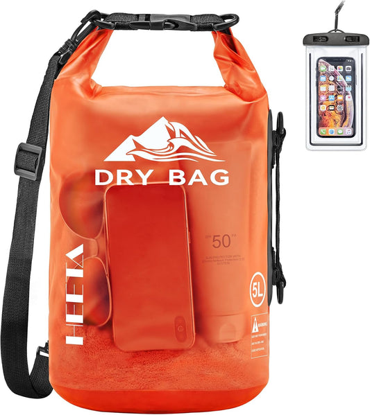 HEETA Dry Bag Waterproof for Women Men, 5L/10L/20L/30L/40L Roll Top Lightweight Dry Storage Bag Backpack with Phone Case for Travel Swimming Boating Kayaking Paddle Board Camping Beach Accessories