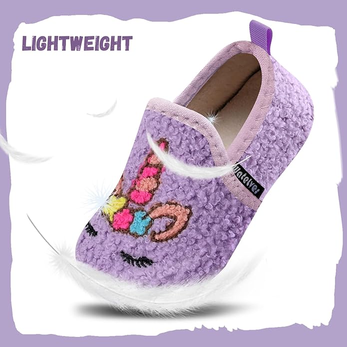 WateLves Kids Toddler Slippers Boys Girls House Shoes Slip on Sock Slippers Lightweight Winter Indoor Outdoor Walking Shoes