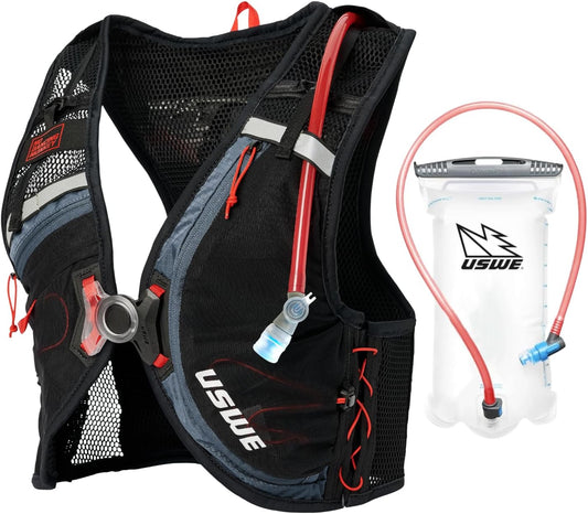 USWE Rush 8L Bike Hydration Vest, Adjustable Chest Straps Running Hydration Vest, 2.0L Hydration Bladder, Mountain Biking, Gravel & Cycling with Reflective Details, Men & Women