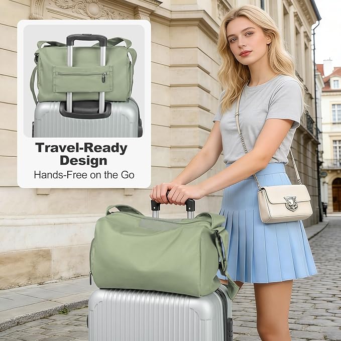 Women's Mini Gym Bag Crossbody, Everyday Sling Duffel with Shoe Compartment & Wet Pocket, Water-Resistant Travel Bag, Olive Green