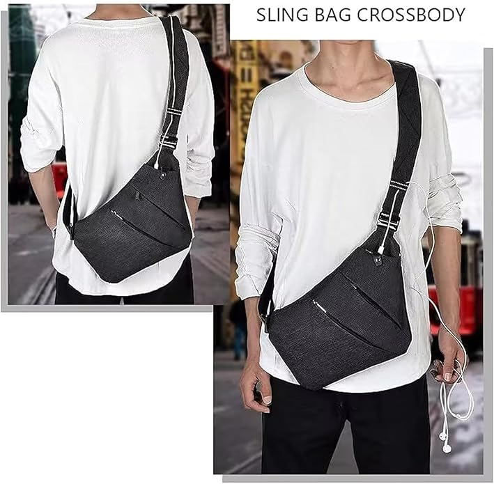 Crossbody Sling Bag, Water-Resistant Anti Theft Chest Pack, Minimalist Commuter Daypack for Travel Hiking Work