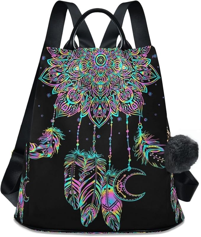 ALAZA Dreamcatcher Lotus Boho Backpack Purse for Women Anti Theft Fashion Back Pack Shoulder Bag