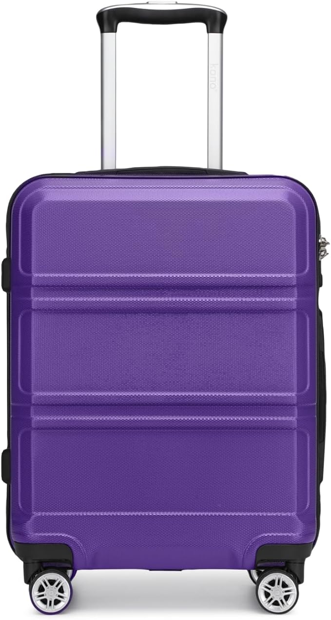 Kono Carry On Luggage 22x14x9 Airline Approved with Spinner Wheels,Lightweight PC+ABS 20 Inch Luggage with TSA Lock,Expandable Hard Shell Carry On Suitcases for Men Women,Purple