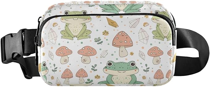 Kawaii Frog Mushrooms Fanny Pack for Women Men Water Resistant Fashion Waist Packs with Adjustable Strap Belt Bag for Travel Workout Jogging Hiking 21219499
