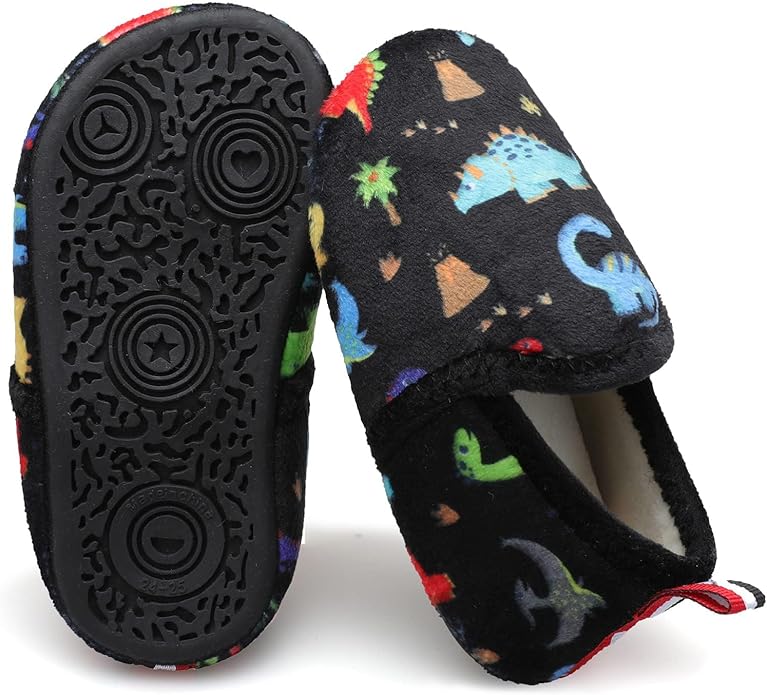 XIHALOOK Toddler Boys Girls House Slippers with Microfleece Lining Cozy Household Shoes Non-slip for Kids