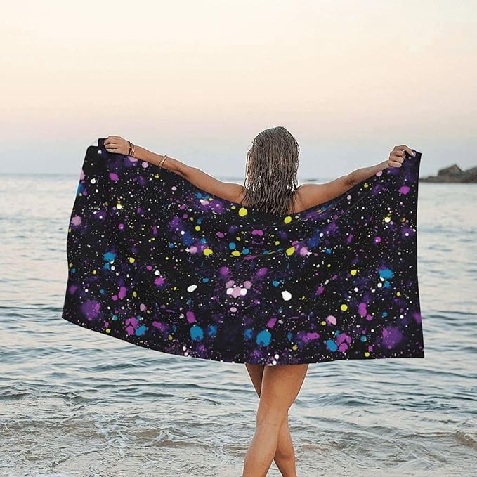 Galaxy Sand Free Beach Towel – 27.5"X55" Quick Dry Microfiber Beach Towels for Travel, Swimming, Pool, and Camping, Absorbent and Compact Beach Essential for Women, and Men