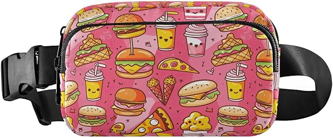 Kawaii Hamburger Ice Cream Fanny Pack for Women Men Water Resistant Fashion Waist Packs with Adjustable Strap Belt Bag for Travel Workout Jogging Hiking 21220316